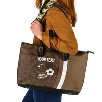 Bula Fiji Football Custom Leather Tote Bag One Vanua One Team Tapa Pattern LT14 Brown - Polynesian Pride