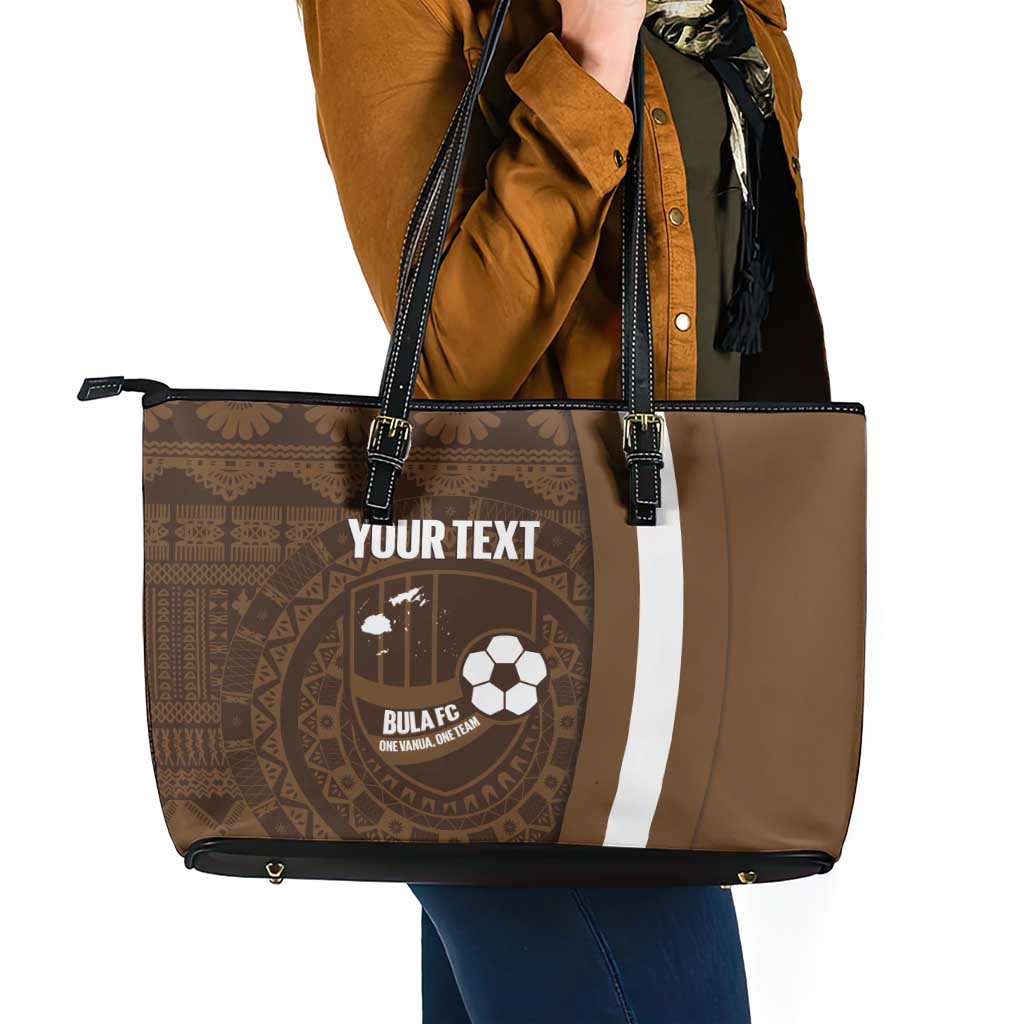 Bula Fiji Football Custom Leather Tote Bag One Vanua One Team Tapa Pattern LT14 - Polynesian Pride