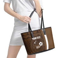 Bula Fiji Football Custom Leather Tote Bag One Vanua One Team Tapa Pattern LT14 - Polynesian Pride