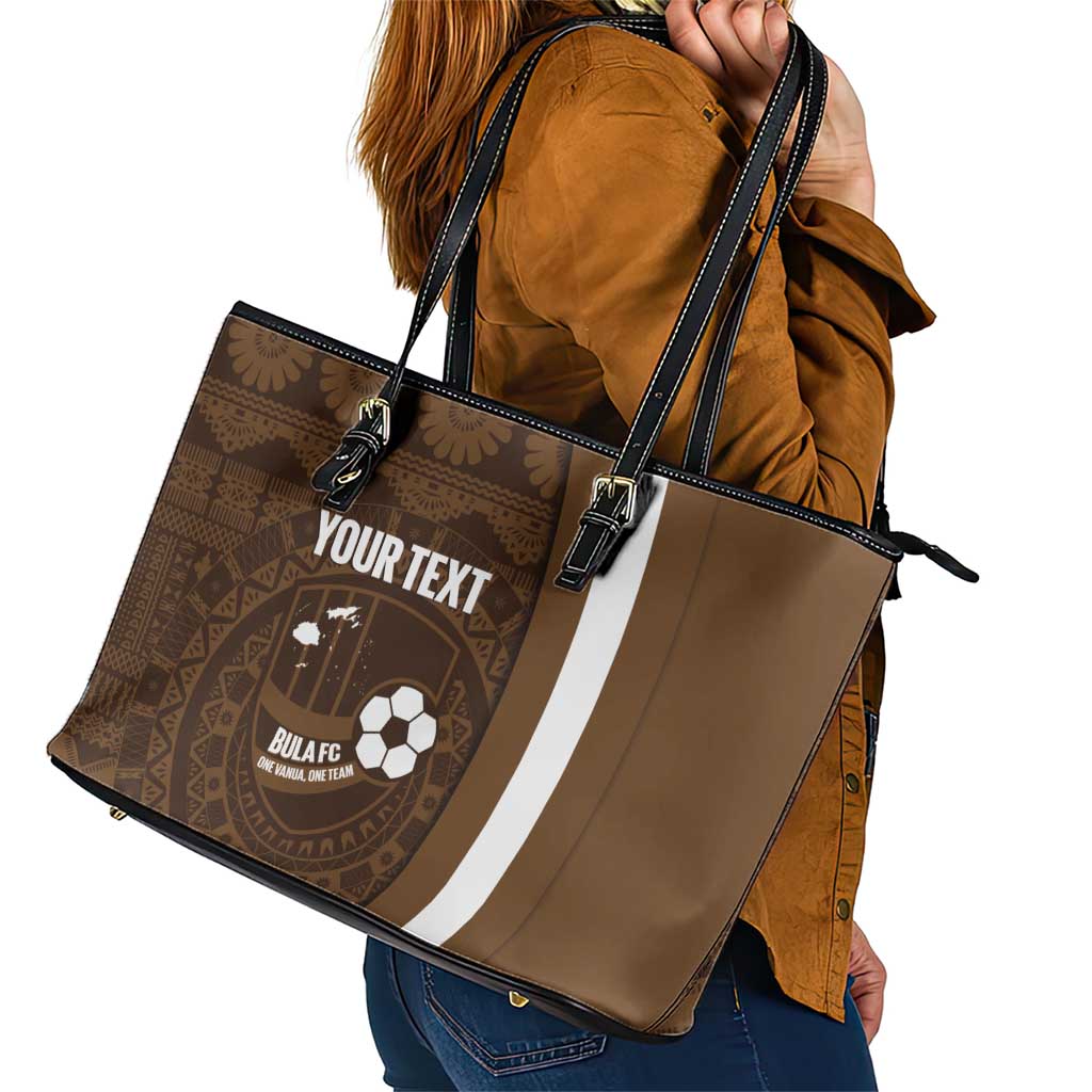 Bula Fiji Football Custom Leather Tote Bag One Vanua One Team Tapa Pattern LT14 - Polynesian Pride