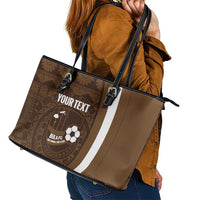 Bula Fiji Football Custom Leather Tote Bag One Vanua One Team Tapa Pattern LT14 - Polynesian Pride