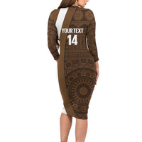 Bula Fiji Football Custom Long Sleeve Bodycon Dress One Vanua One Team Tapa Pattern LT14 - Polynesian Pride
