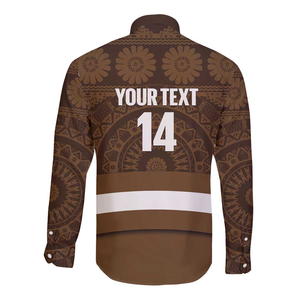 Bula Fiji Football Custom Long Sleeve Button Shirt One Vanua One Team Tapa Pattern LT14 - Polynesian Pride