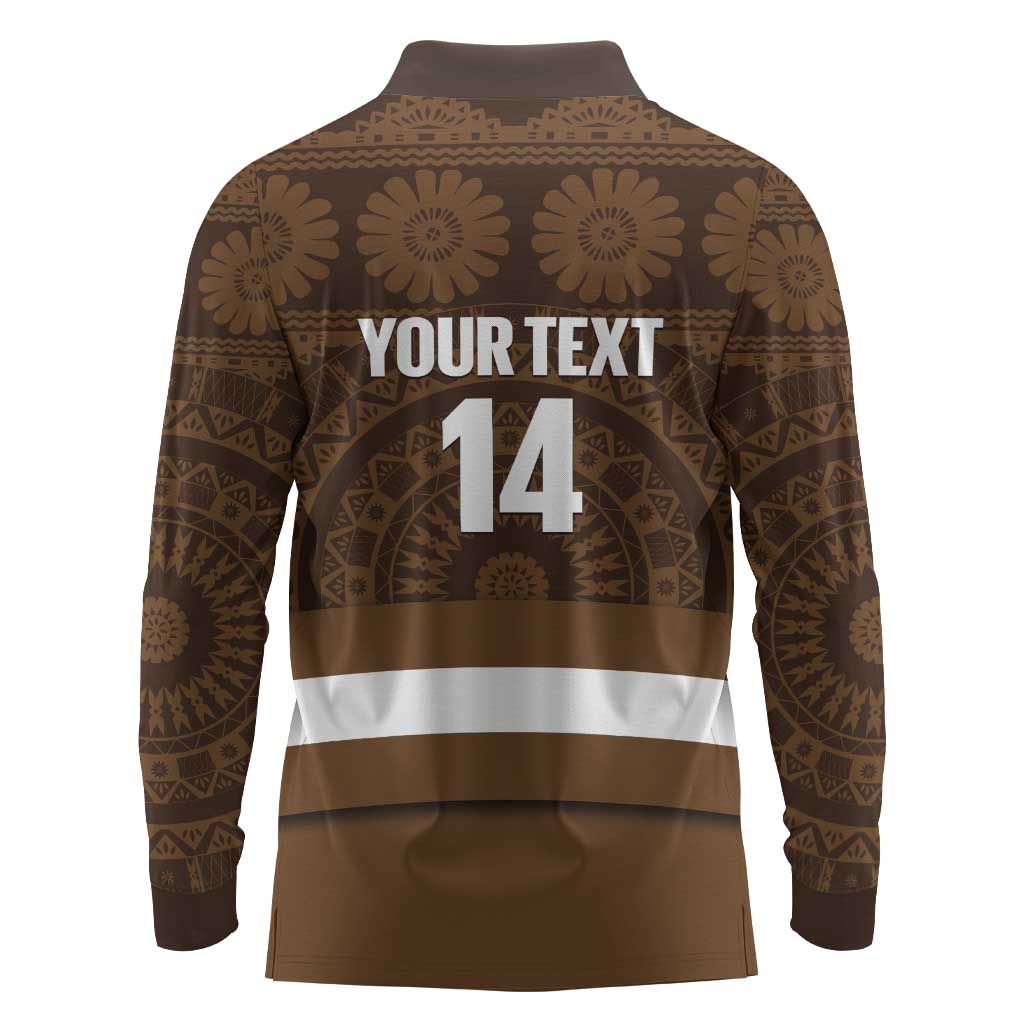 Bula Fiji Football Custom Long Sleeve Polo Shirt One Vanua One Team Tapa Pattern LT14 - Polynesian Pride