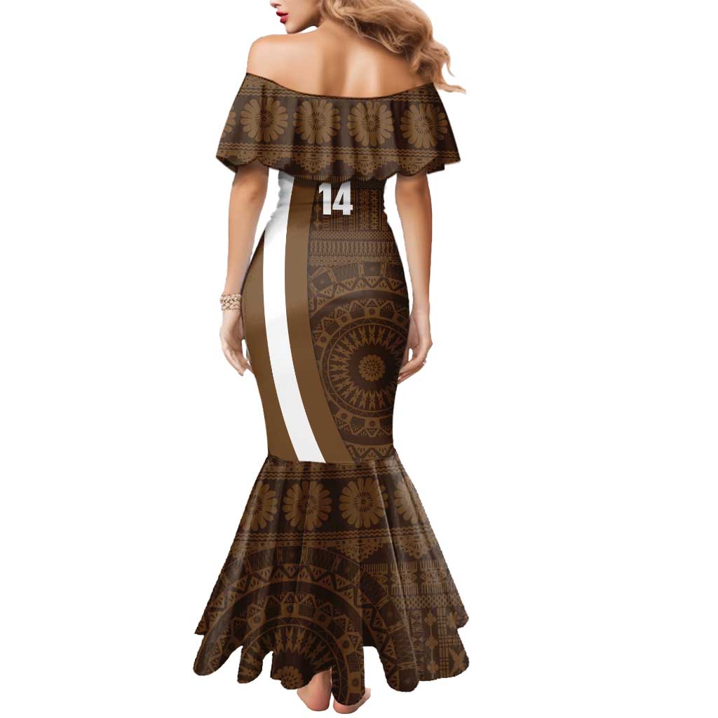 Bula Fiji Football Custom Mermaid Dress One Vanua One Team Tapa Pattern LT14 - Polynesian Pride