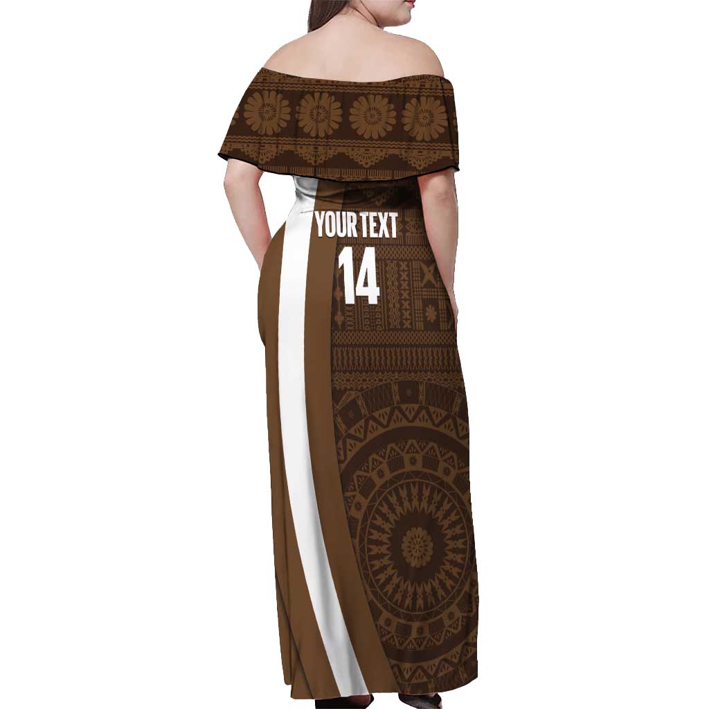 Bula Fiji Football Custom Off Shoulder Maxi Dress One Vanua One Team Tapa Pattern LT14 - Polynesian Pride