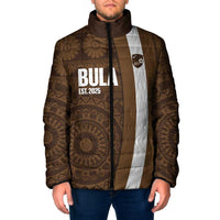 Bula Fiji Football Custom Padded Jacket One Vanua One Team Tapa Pattern LT14 Men Brown - Polynesian Pride