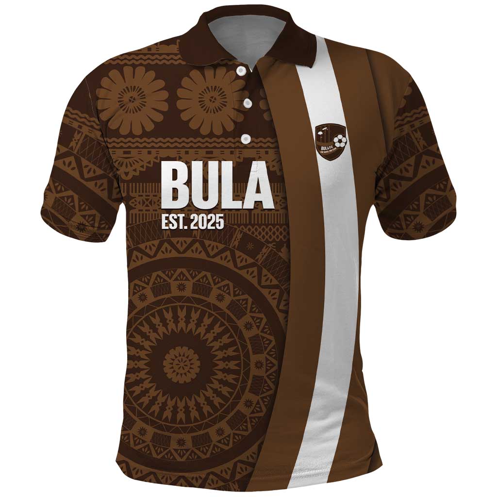 Bula Fiji Football Custom Polo Shirt One Vanua One Team Tapa Pattern LT14 Brown - Polynesian Pride
