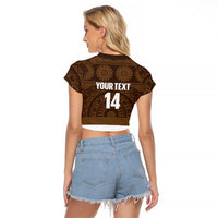 Bula Fiji Football Custom Raglan Cropped T Shirt One Vanua One Team Tapa Pattern LT14 - Polynesian Pride