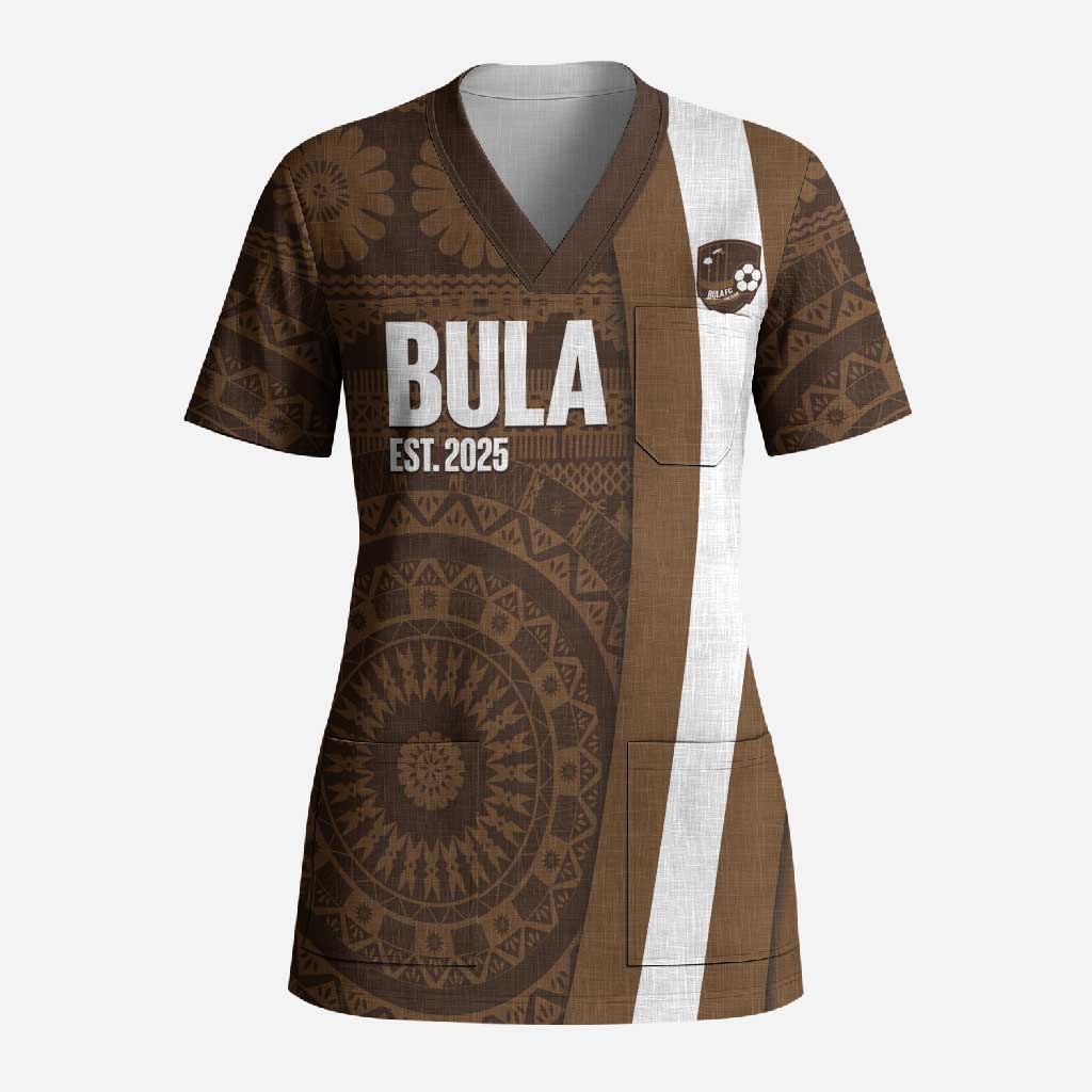 Bula Fiji Football Custom Scrub Top One Vanua One Team Tapa Pattern