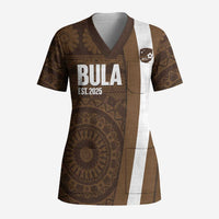 Bula Fiji Football Custom Scrub Top One Vanua One Team Tapa Pattern