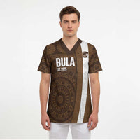 Bula Fiji Football Custom Scrub Top One Vanua One Team Tapa Pattern