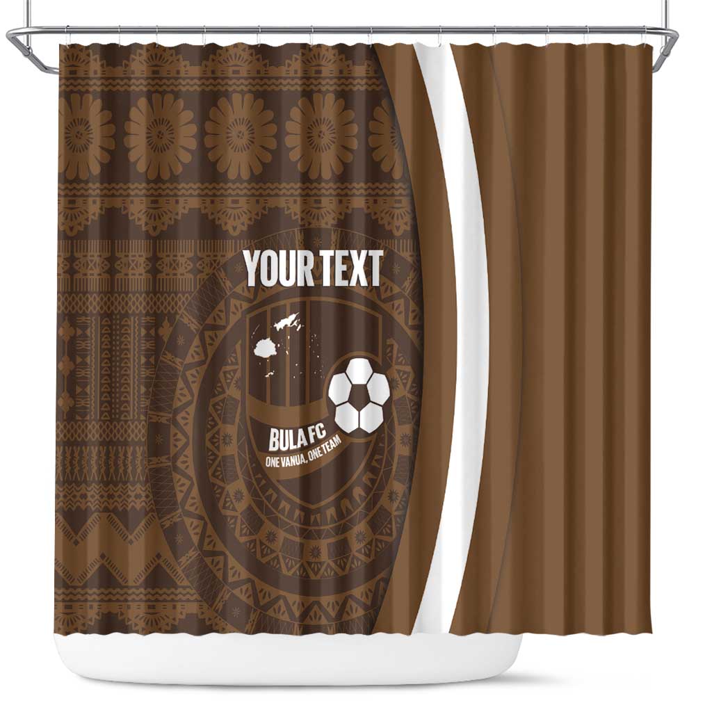 Bula Fiji Football Custom Shower Curtain One Vanua One Team Tapa Pattern LT14 Brown - Polynesian Pride