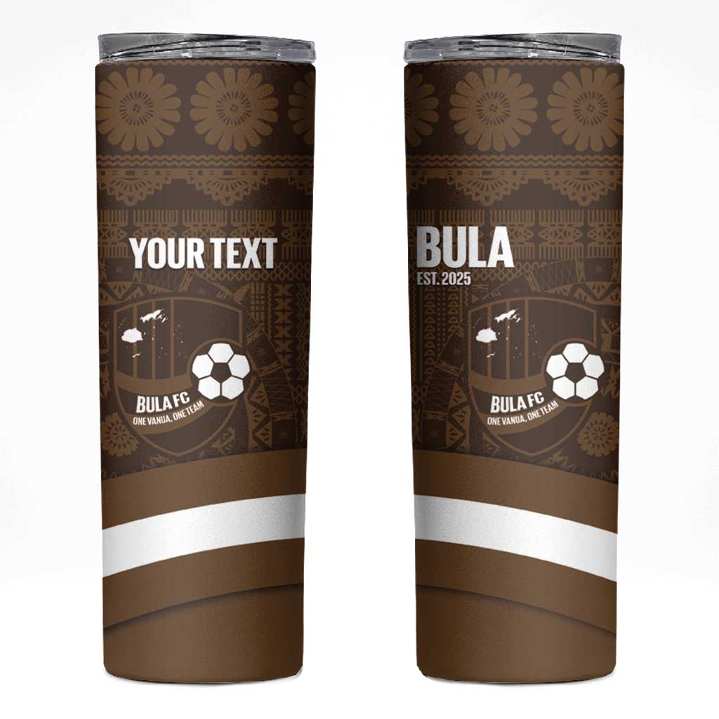 Bula Fiji Football Custom Skinny Tumbler One Vanua One Team Tapa Pattern LT14 Brown - Polynesian Pride
