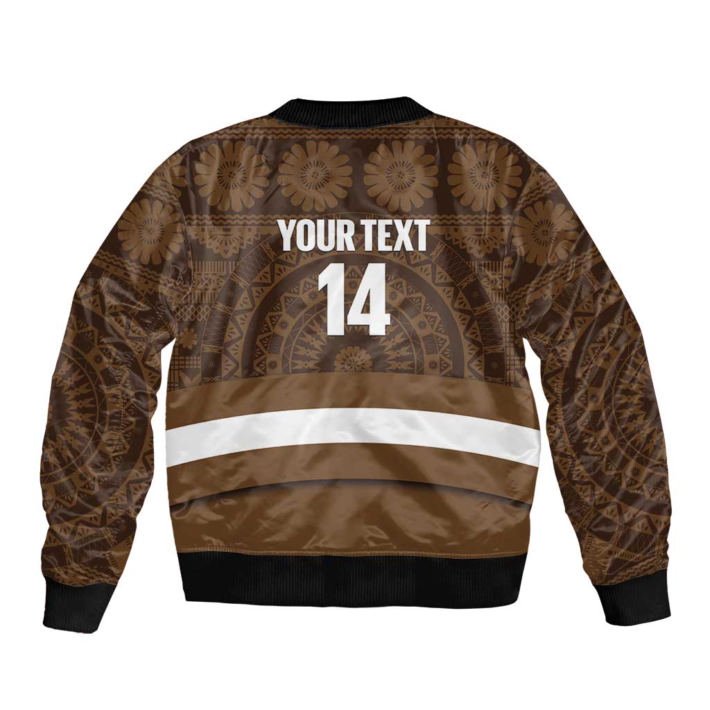 Bula Fiji Football Custom Sleeve Zip Bomber Jacket One Vanua One Team Tapa Pattern LT14 - Polynesian Pride