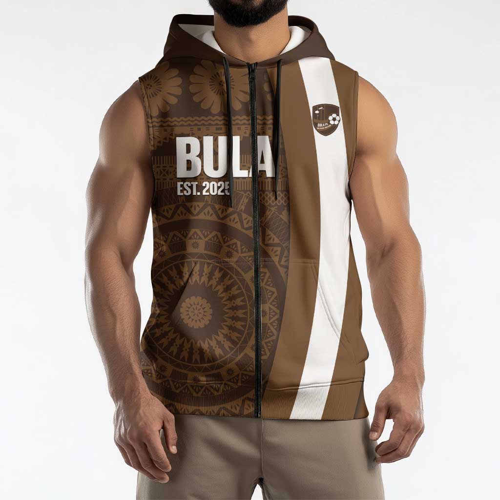 Bula Fiji Football Custom Sleeveless Zip Hoodie One Vanua One Team Tapa Pattern LT14 - Polynesian Pride
