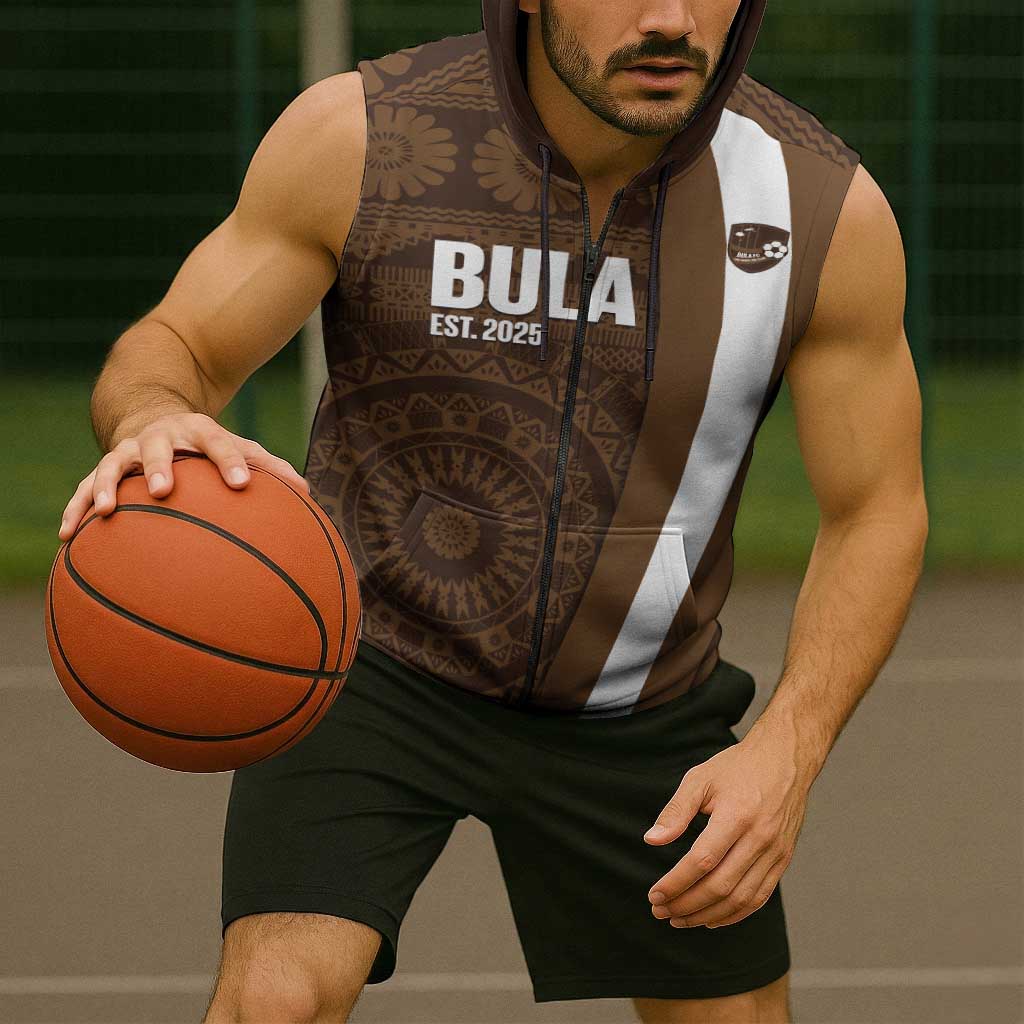Bula Fiji Football Custom Sleeveless Zip Hoodie One Vanua One Team Tapa Pattern LT14 - Polynesian Pride