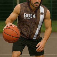 Bula Fiji Football Custom Sleeveless Zip Hoodie One Vanua One Team Tapa Pattern LT14 - Polynesian Pride