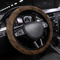 Bula Fiji Football Steering Wheel Cover One Vanua One Team Tapa Pattern LT14 Universal Fit Brown - Polynesian Pride