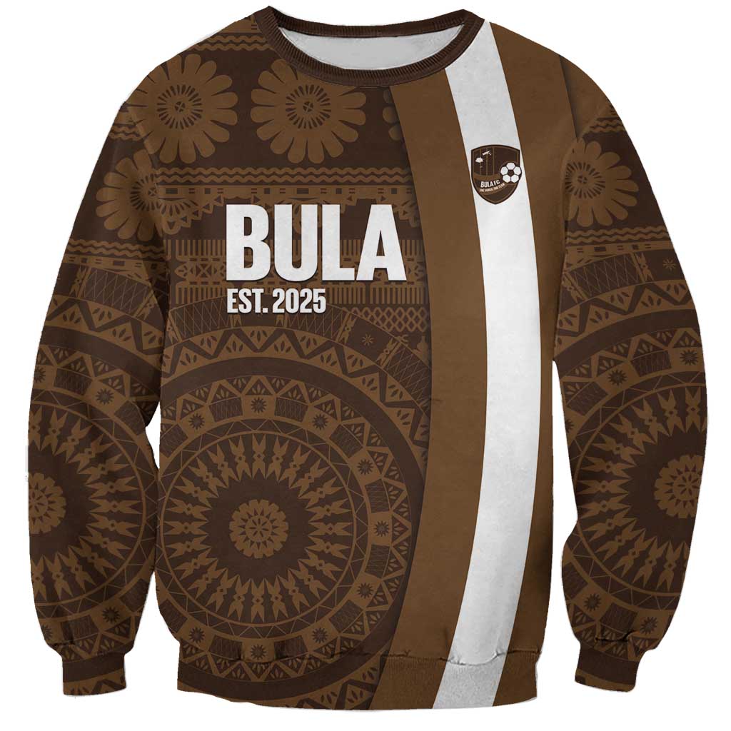 Bula Fiji Football Custom Sweatshirt One Vanua One Team Tapa Pattern LT14 Unisex Brown - Polynesian Pride