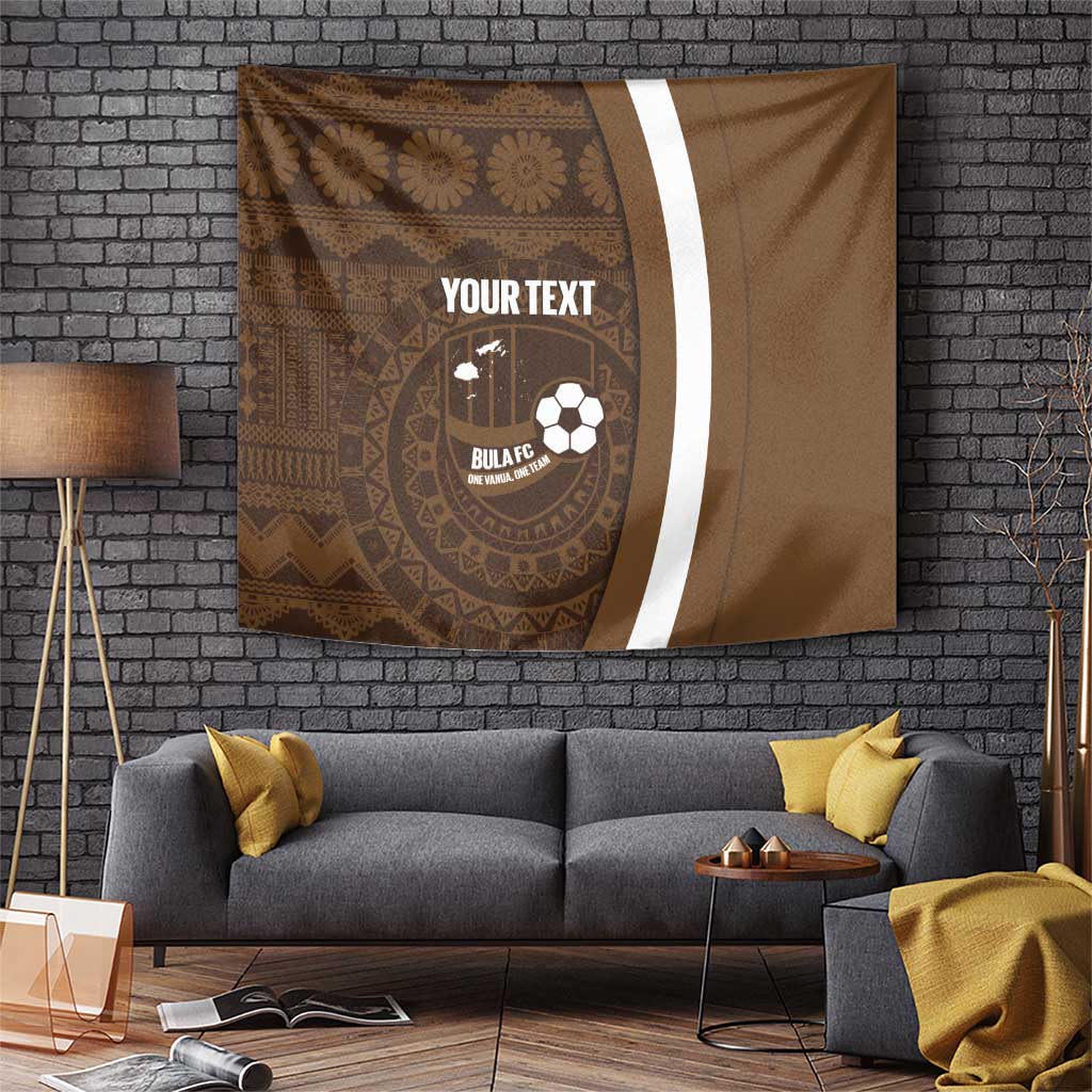 Bula Fiji Football Custom Tapestry One Vanua One Team Tapa Pattern LT14 Brown - Polynesian Pride