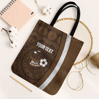 Bula Fiji Football Custom Tote Bag One Vanua One Team Tapa Pattern LT14 Black Strap One Size Brown - Polynesian Pride
