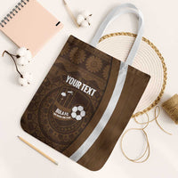 Bula Fiji Football Custom Tote Bag One Vanua One Team Tapa Pattern LT14 White Strap One Size Brown - Polynesian Pride