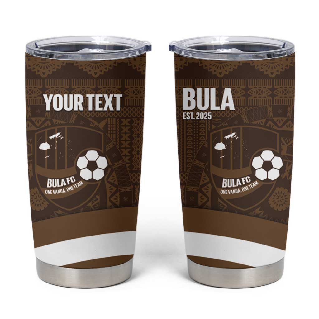 Bula Fiji Football Custom Tumbler Cup One Vanua One Team Tapa Pattern LT14 Brown - Polynesian Pride