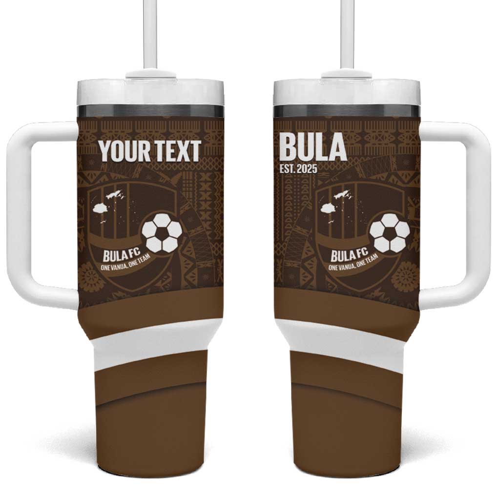 Bula Fiji Football Custom Tumbler With Handle One Vanua One Team Tapa Pattern LT14 One Size: 40 oz Brown - Polynesian Pride