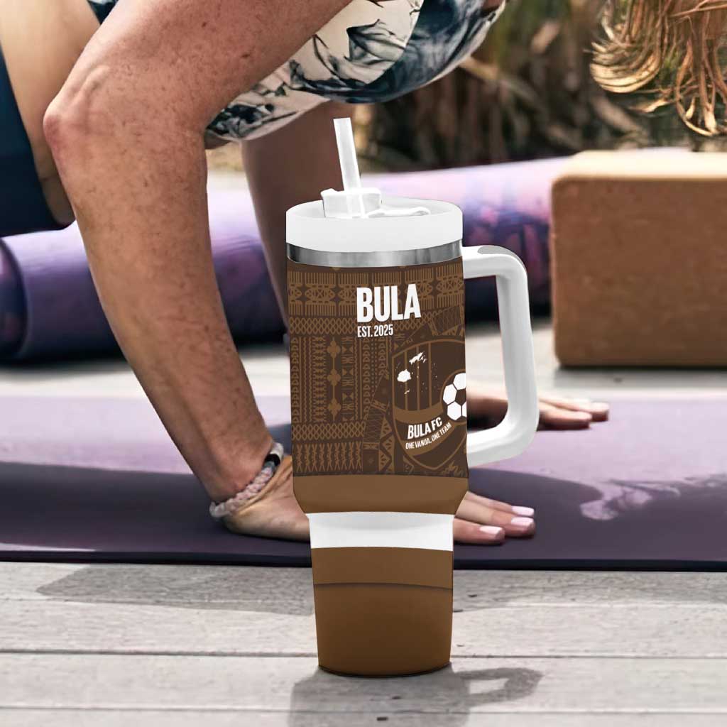 Bula Fiji Football Custom Tumbler With Handle One Vanua One Team Tapa Pattern LT14 - Polynesian Pride