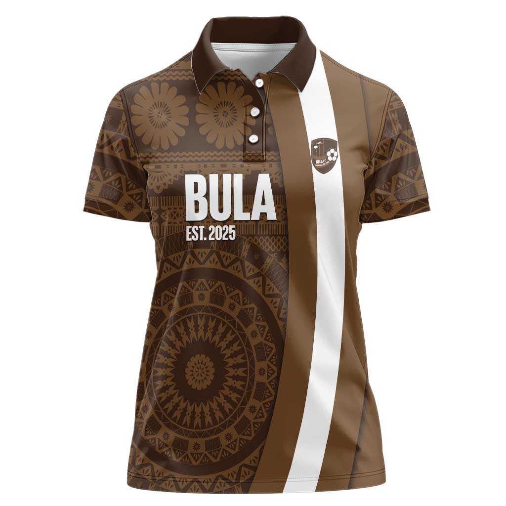 Bula Fiji Football Custom Women Polo Shirt One Vanua One Team Tapa Pattern LT14 Female Brown - Polynesian Pride