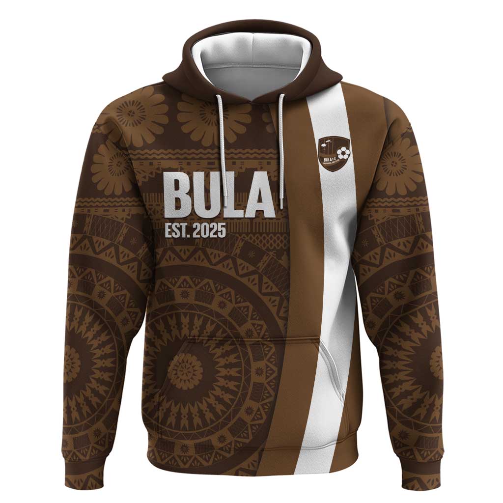 Bula Fiji Football Custom Zip Hoodie One Vanua One Team Tapa Pattern LT14 Pullover Hoodie Brown - Polynesian Pride