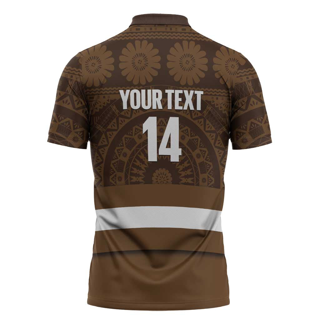 Bula Fiji Football Custom Zipper Polo Shirt One Vanua One Team Tapa Pattern LT14 - Polynesian Pride