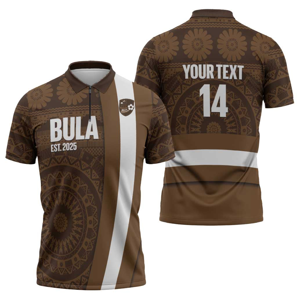 Bula Fiji Football Custom Zipper Polo Shirt One Vanua One Team Tapa Pattern LT14 - Polynesian Pride