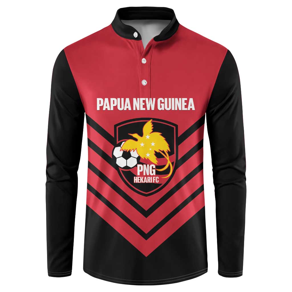 Hekari Papua New Guinea Football Custom Button Sweatshirt Go PNG Red Army LT14 Red - Polynesian Pride