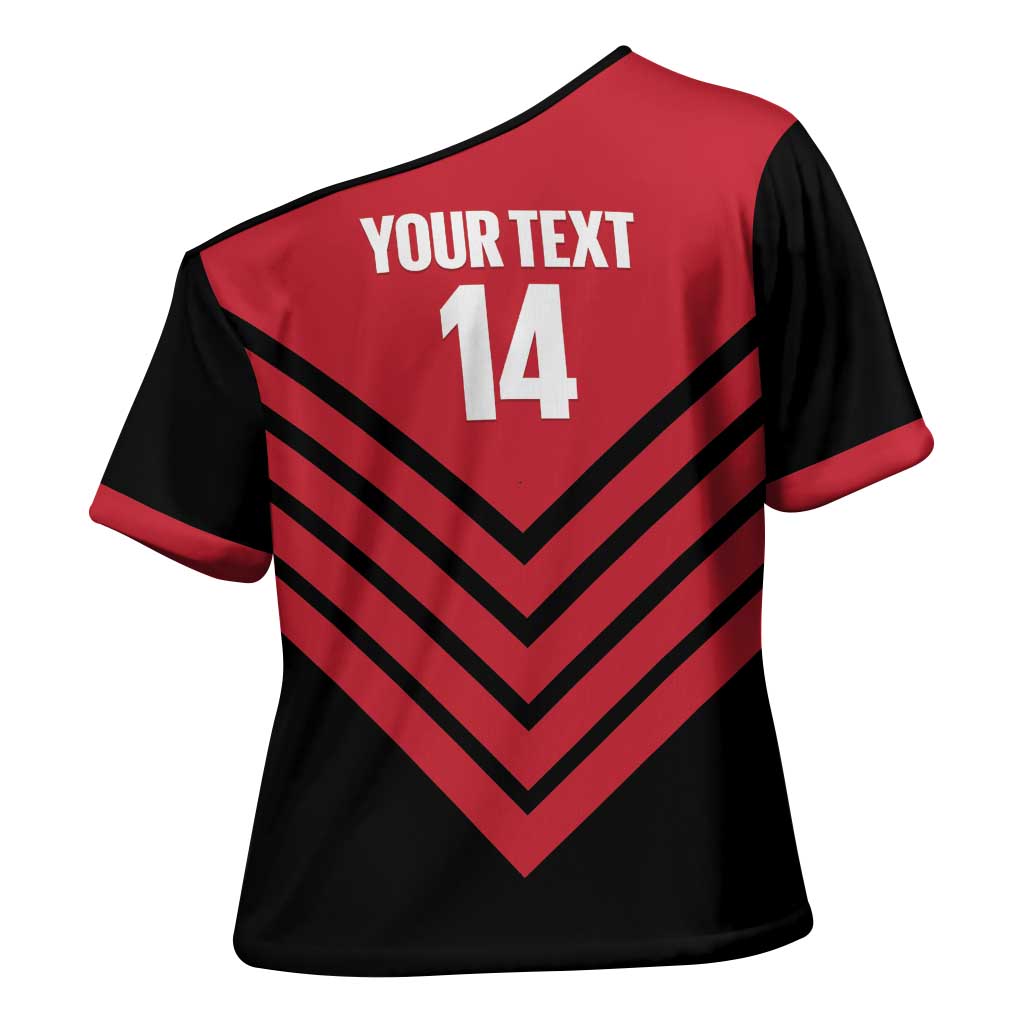 Hekari Papua New Guinea Football Custom Cross Shoulder Shirt Go PNG Red Army