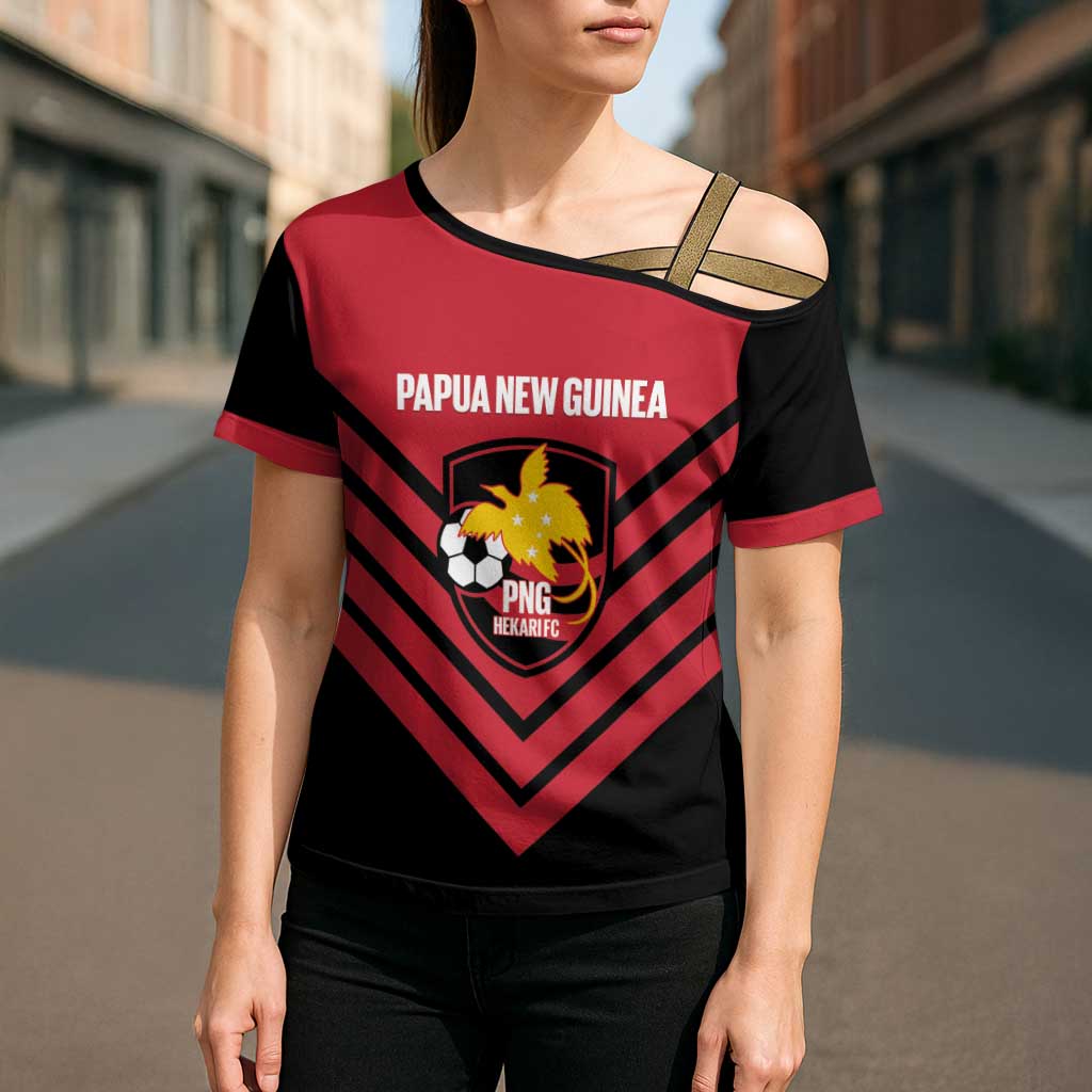 Hekari Papua New Guinea Football Custom Cross Shoulder Shirt Go PNG Red Army