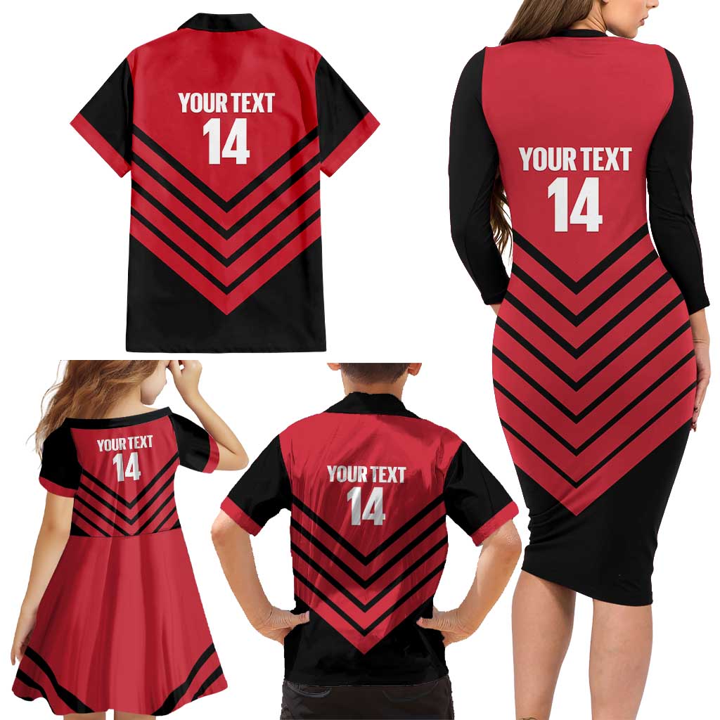 Hekari Papua New Guinea Football Custom Family Matching Long Sleeve Bodycon Dress and Hawaiian Shirt Go PNG Red Army