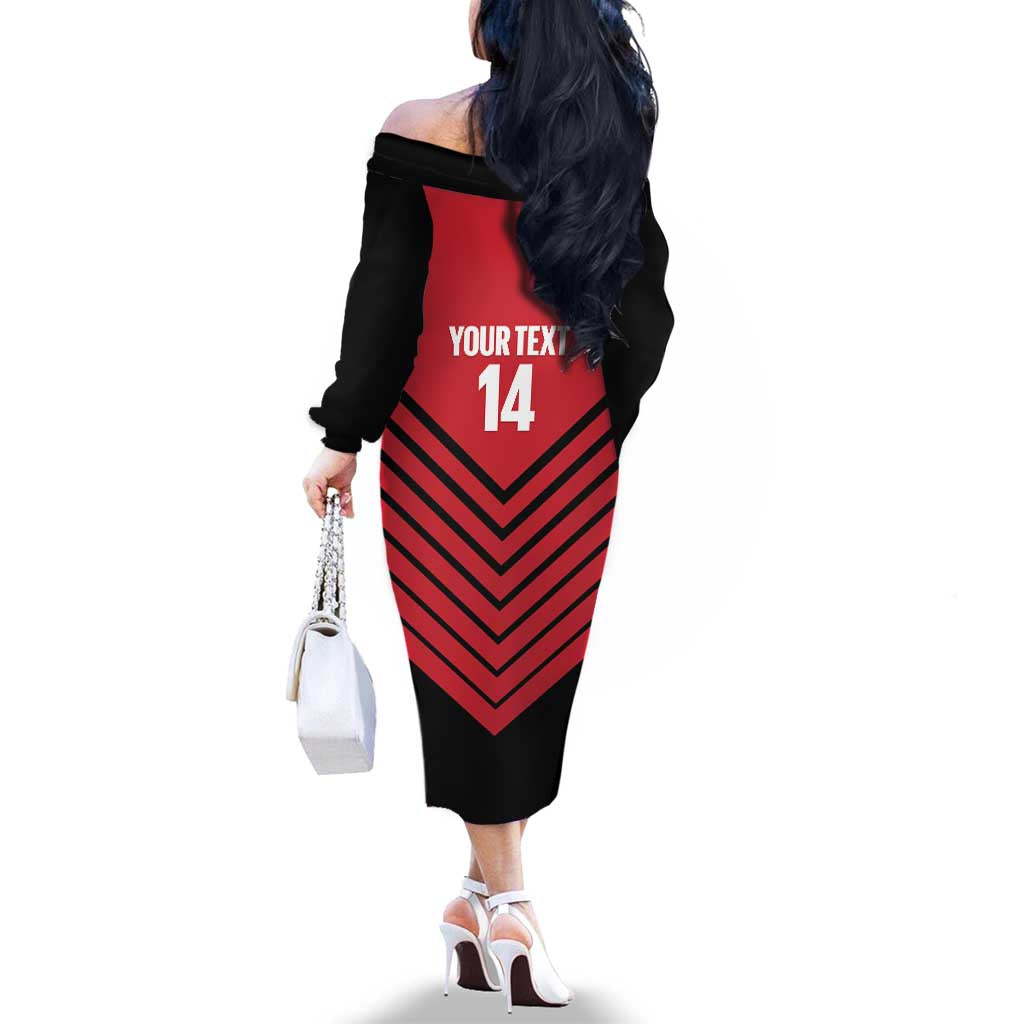 Hekari Papua New Guinea Football Custom Family Matching Off The Shoulder Long Sleeve Dress and Hawaiian Shirt Go PNG Red Army