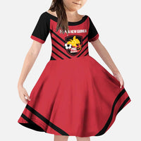 Hekari Papua New Guinea Football Custom Family Matching Short Sleeve Bodycon Dress and Hawaiian Shirt Go PNG Red Army