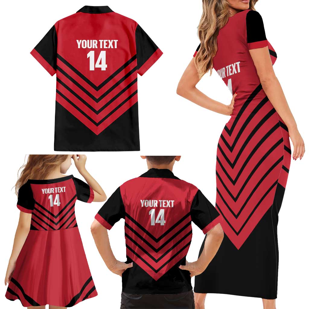 Hekari Papua New Guinea Football Custom Family Matching Short Sleeve Bodycon Dress and Hawaiian Shirt Go PNG Red Army