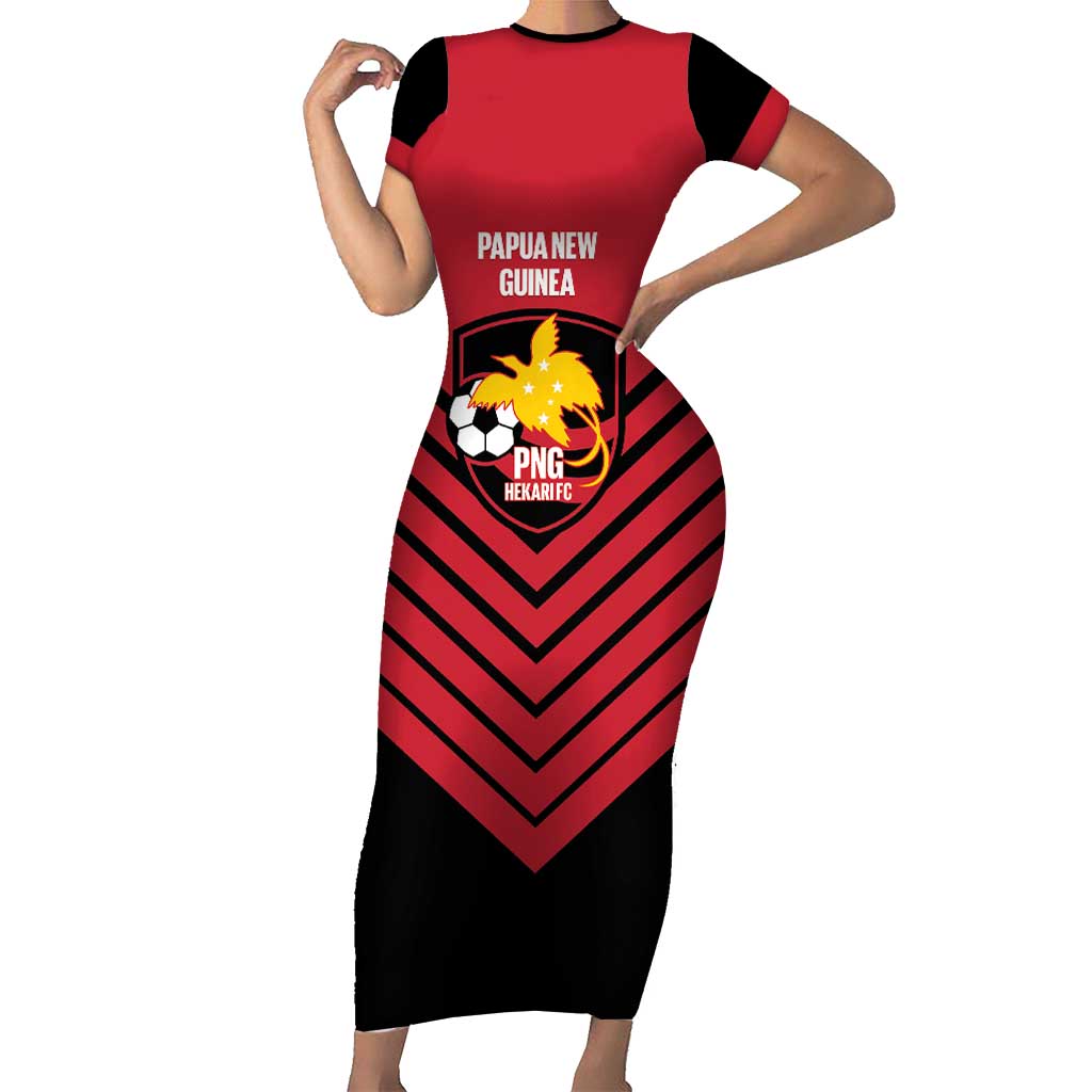 Hekari Papua New Guinea Football Custom Family Matching Short Sleeve Bodycon Dress and Hawaiian Shirt Go PNG Red Army