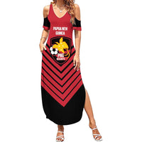 Hekari Papua New Guinea Football Custom Family Matching Summer Maxi Dress and Hawaiian Shirt Go PNG Red Army