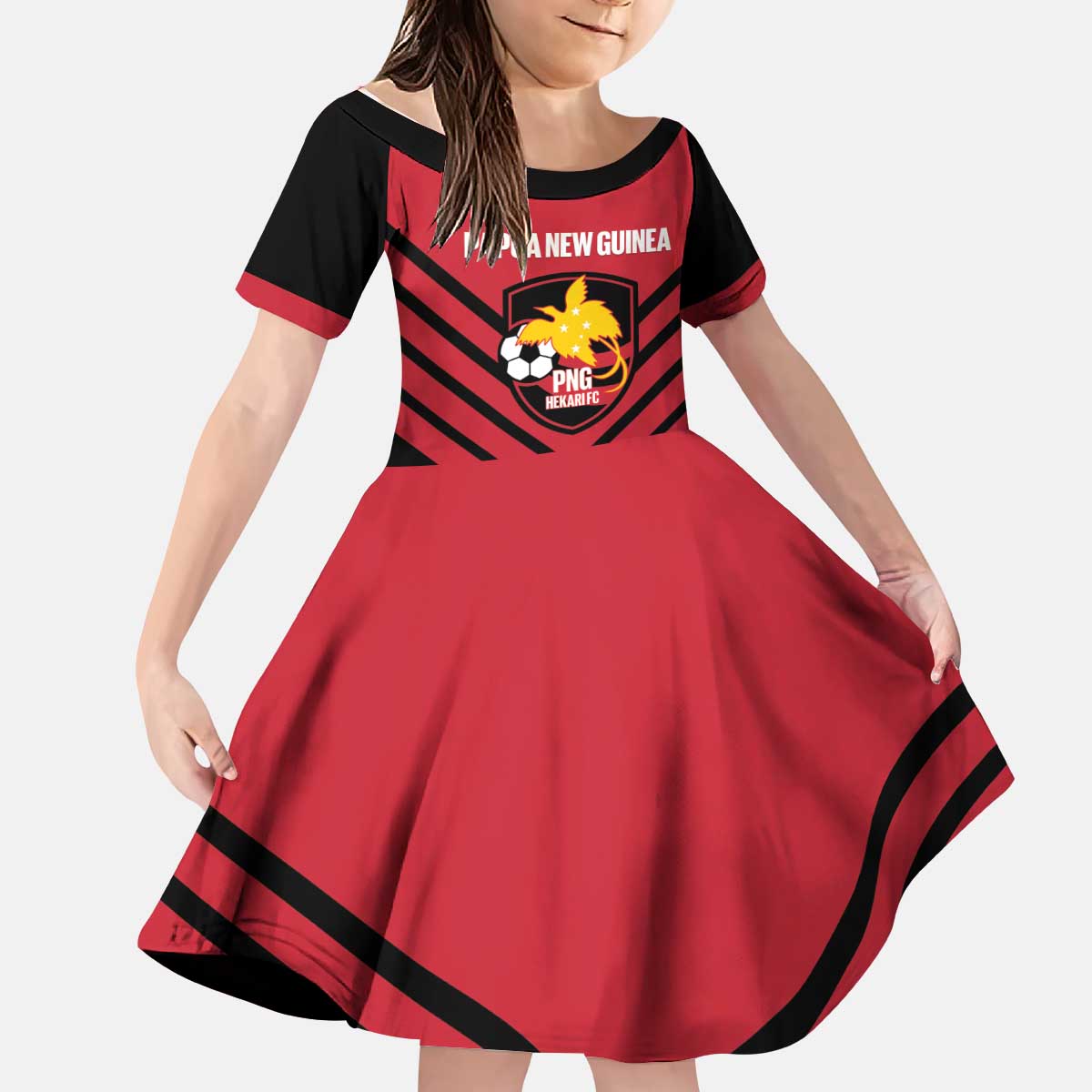 Hekari Papua New Guinea Football Custom Kid Short Sleeve Dress Go PNG Red Army