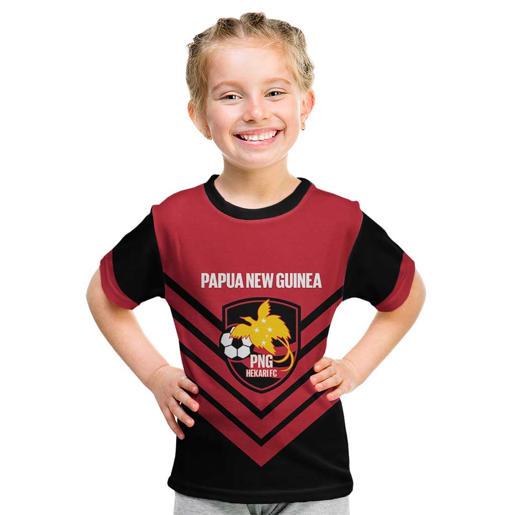 Hekari Papua New Guinea Football Custom Kid T Shirt Go PNG Red Army LT14 Red - Polynesian Pride