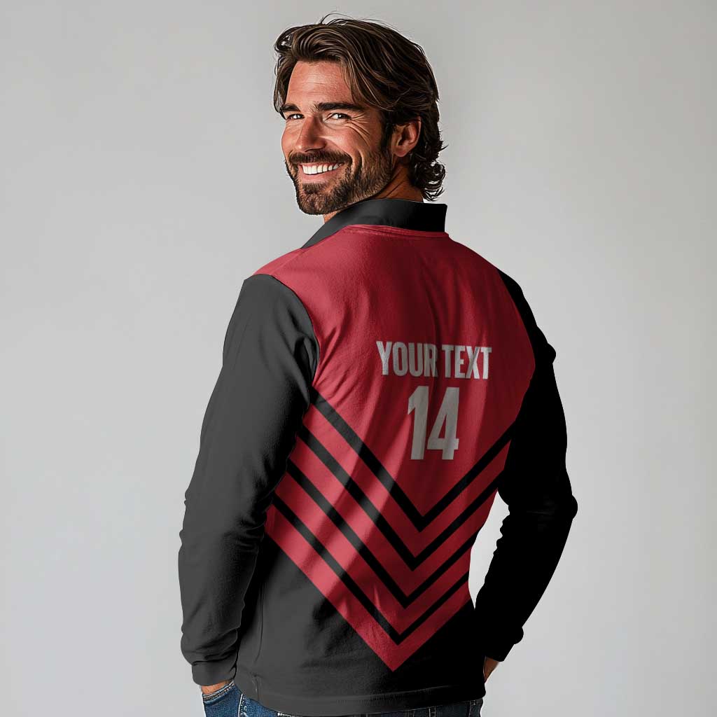 Hekari Papua New Guinea Football Custom Long Sleeve Polo Shirt Go PNG Red Army