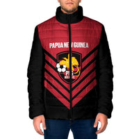 Hekari Papua New Guinea Football Custom Padded Jacket Go PNG Red Army LT14 Men Red - Polynesian Pride