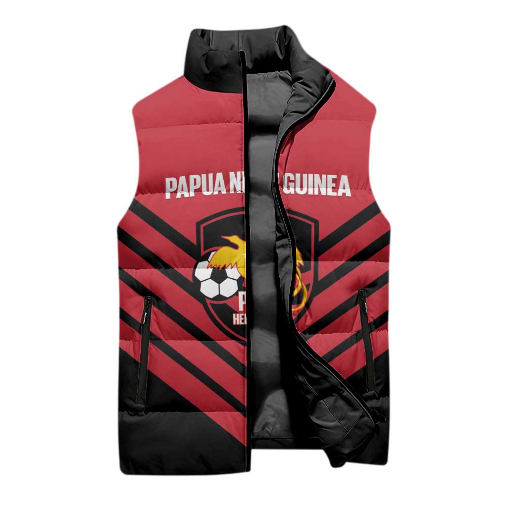 Hekari Papua New Guinea Football Custom Sleeveless Puffer Jacket Go PNG Red Army LT14 - Polynesian Pride