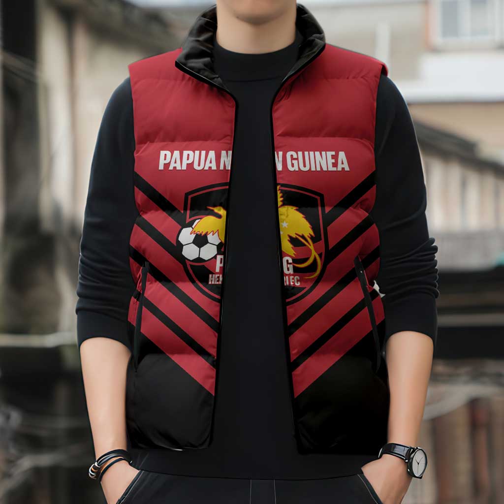 Hekari Papua New Guinea Football Custom Sleeveless Puffer Jacket Go PNG Red Army LT14 - Polynesian Pride