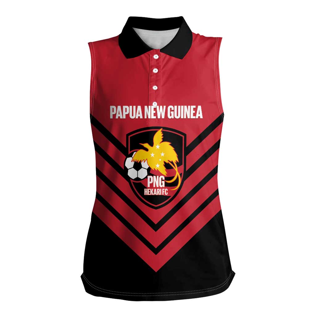 Hekari Papua New Guinea Football Custom Women Sleeveless Polo Shirt Go PNG Red Army